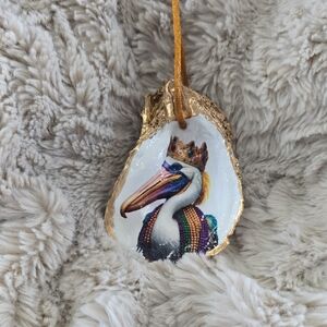 Mardi gras pelican Oyster Ornament